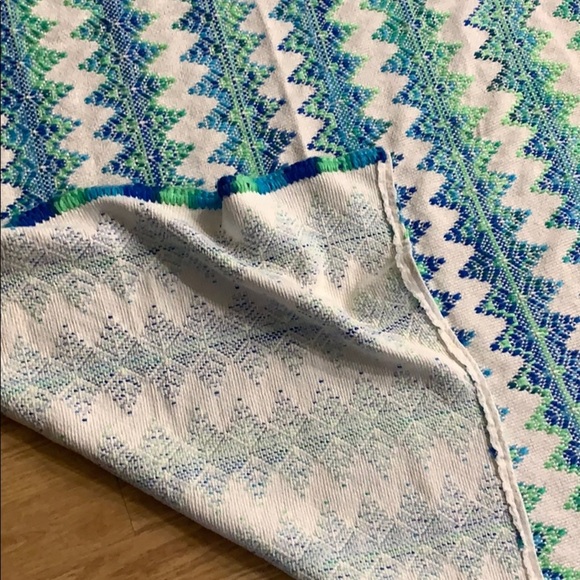 46 x 50 woven beach blanket towel mat blue & green - Picture 4 of 4